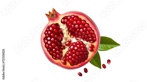 Pomegranate half isolated on transparent and white background.PNG image.