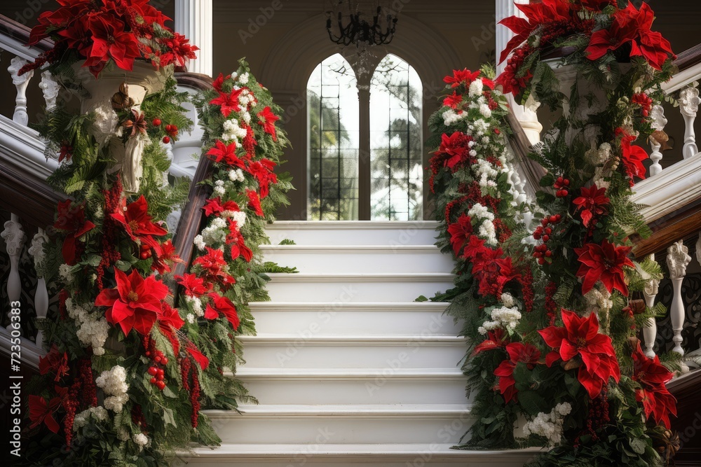 Wrapping a garland around a staircase railing, creating a festive entrance.