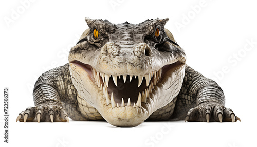 Crocodile Front View Isolated on Transparent Background 