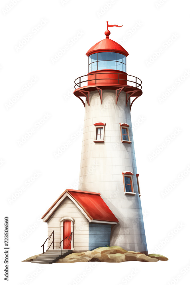 Lighthouse Isolated on Transparent Background
