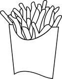 French Fries Outline Vector Illustration