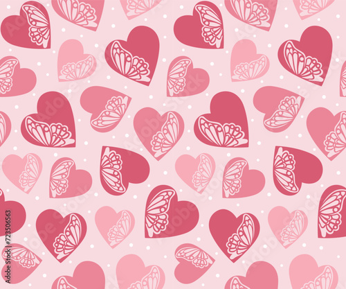 Seamless Valentine Heart Pattern On Pink Background