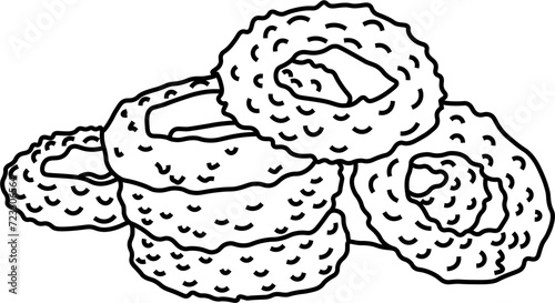 Onion Rings Outline Vector Illustration