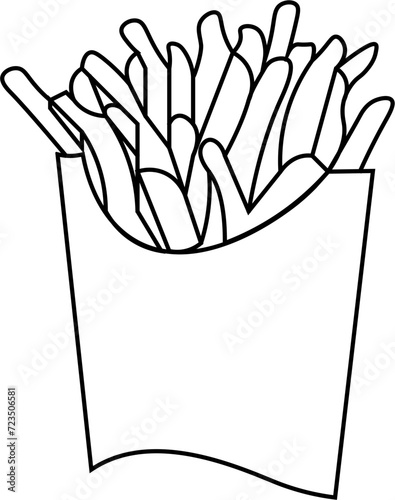 French Fries Outline Vector Illustration