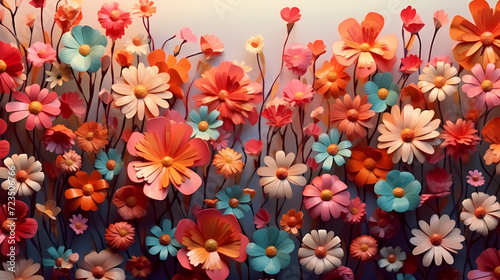Colorful flowers background, spring season concept © jiejie