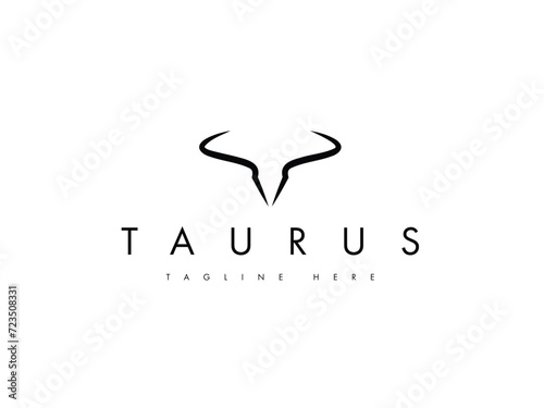 abstract minimal bull cow head logo design