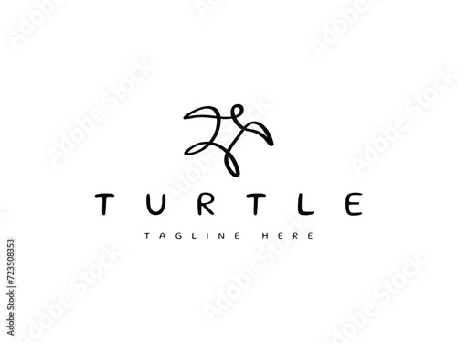abstract turtle line logo design
