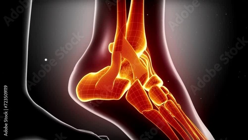 ANKLE joint skeleton x-ray scan in black
 photo