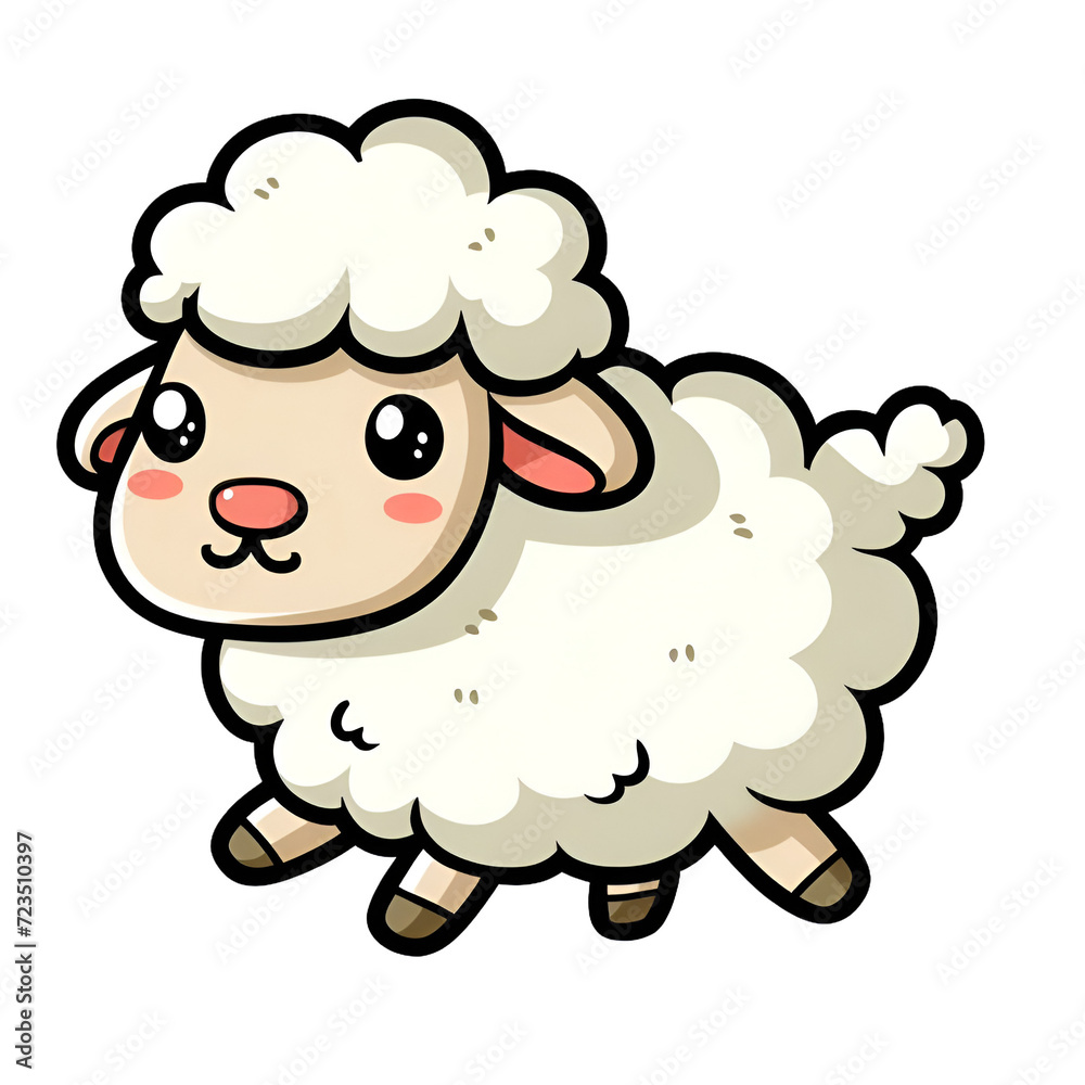 Fototapeta premium Sticker with the image of a cartoon lamb