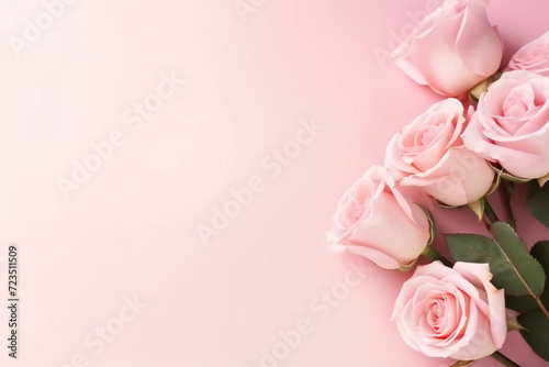 Minimal pink roses and pink background copy space concept © yuniazizah