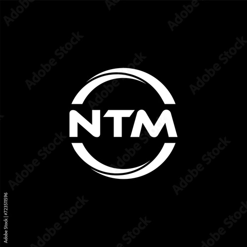 NTM letter logo design with black background in illustrator, cube logo, vector logo, modern alphabet font overlap style. calligraphy designs for logo, Poster, Invitation, etc.