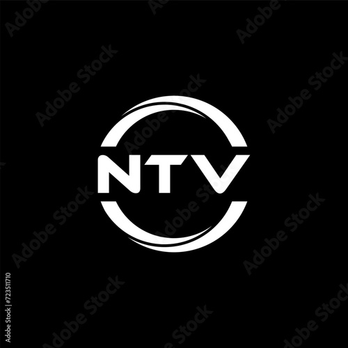 NTV letter logo design with black background in illustrator, cube logo, vector logo, modern alphabet font overlap style. calligraphy designs for logo, Poster, Invitation, etc.