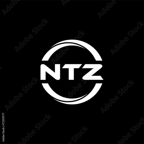 NTZ letter logo design with black background in illustrator, cube logo, vector logo, modern alphabet font overlap style. calligraphy designs for logo, Poster, Invitation, etc. photo