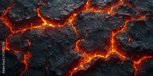 Lava texture, molten lava rock, flowing hot magma style 3D render style ground, terrain, red glowing hot, earth, steaming flow, volcano aftermath
