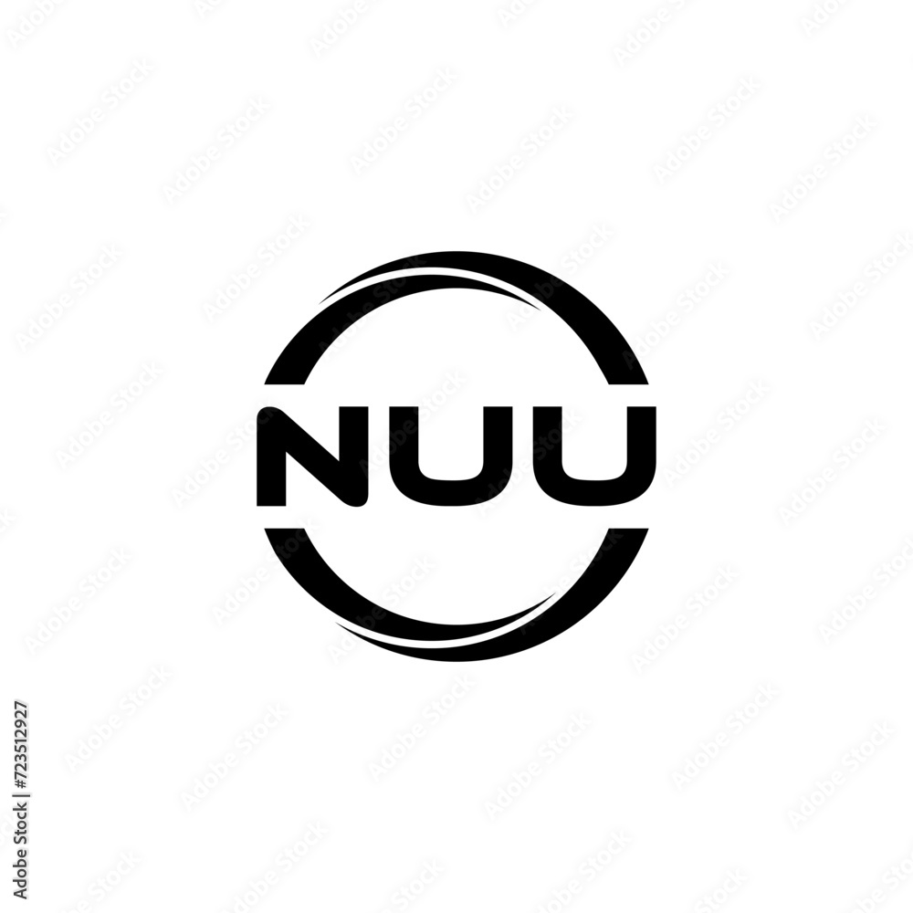 NUU letter logo design with white background in illustrator, cube logo, vector logo, modern alphabet font overlap style. calligraphy designs for logo, Poster, Invitation, etc.