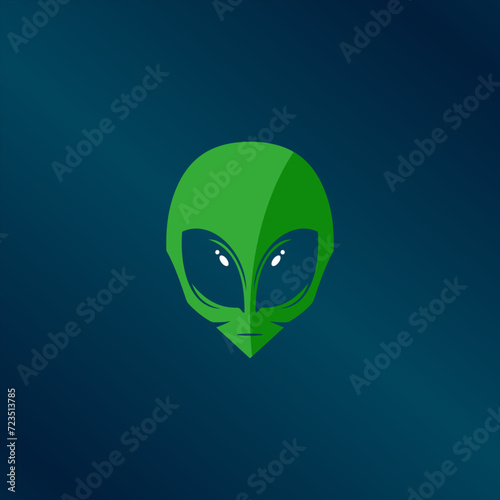 Illustration of alien head isolated white background. Design element for logo, label, badge, sign. Vector illustration