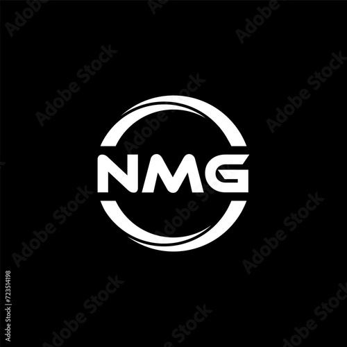 NMG letter logo design with black background in illustrator  cube logo  vector logo  modern alphabet font overlap style. calligraphy designs for logo  Poster  Invitation  etc.
