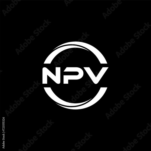 NPV letter logo design with black background in illustrator, cube logo, vector logo, modern alphabet font overlap style. calligraphy designs for logo, Poster, Invitation, etc.