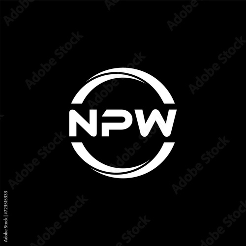NPW letter logo design with black background in illustrator, cube logo, vector logo, modern alphabet font overlap style. calligraphy designs for logo, Poster, Invitation, etc.