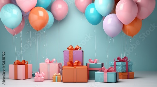 birthday gift mock up gift and balloon © Rumi X