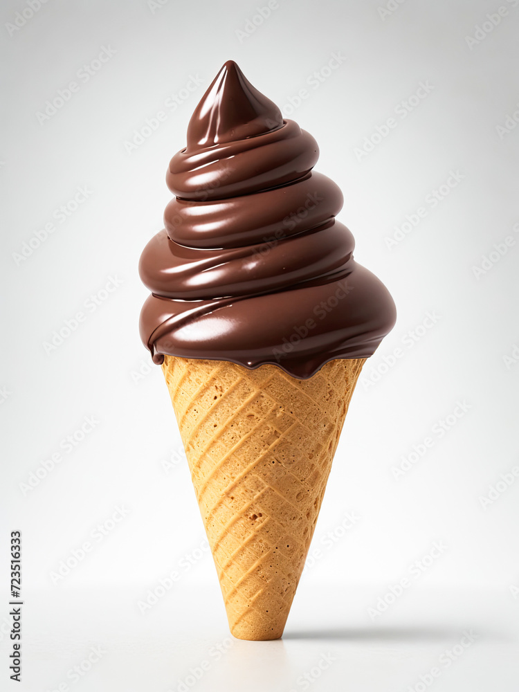 Chocolate coated ice cream cone isolated on white background Chocolate coated ice cream cone isolated on white background
