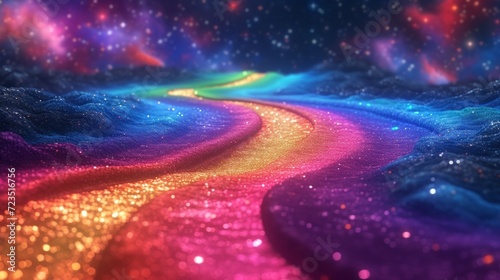 cartoon rainbow road and stars
