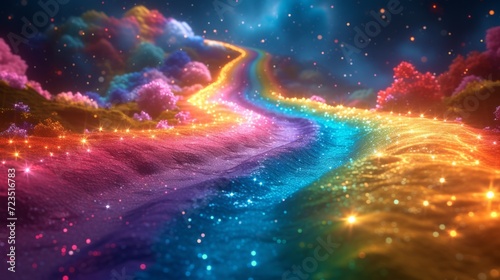 cartoon rainbow road and stars