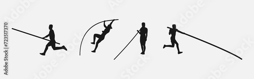 Vector set of silhouettes of pole vault. sports, athletics, activity themes. Isolated on white background. vector illustration. photo