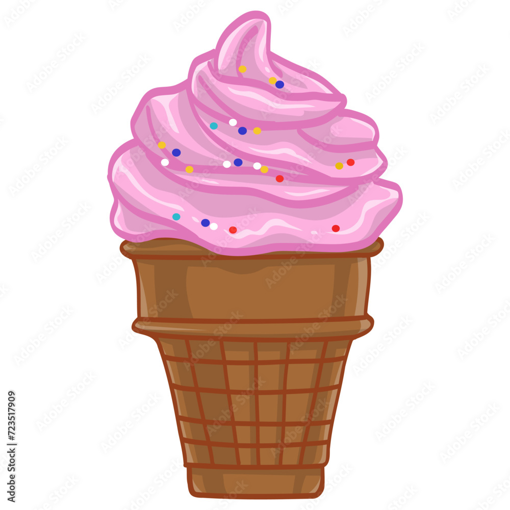 Ice Cream Waffle Cone Sundae Vector Illustration Ice Cream Waffle Cone Sundae Vector Illustration