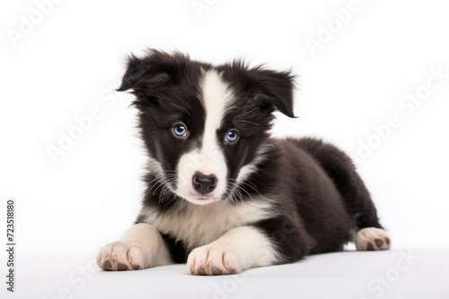 border collie puppy, black and white dog. shepherd breed, pet.