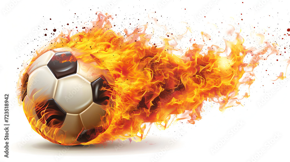 soccer ball burning vector on white background