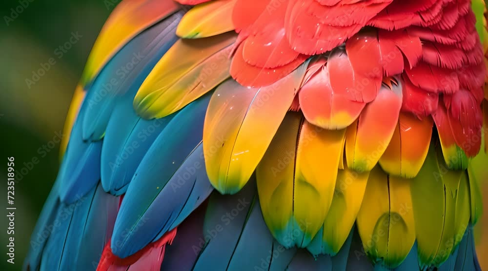 a close up of a colorful bird's feathers