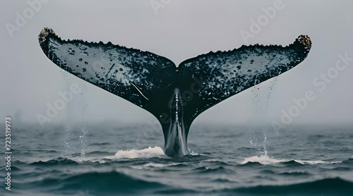 a whale tail flups out of the water photo