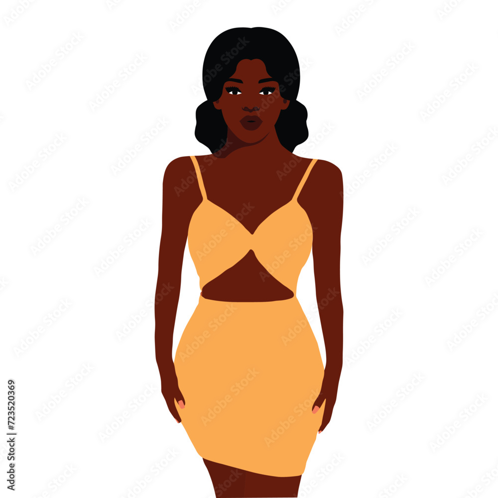 Modern black woman in elegant art style vector Modern black woman in elegant art style vector