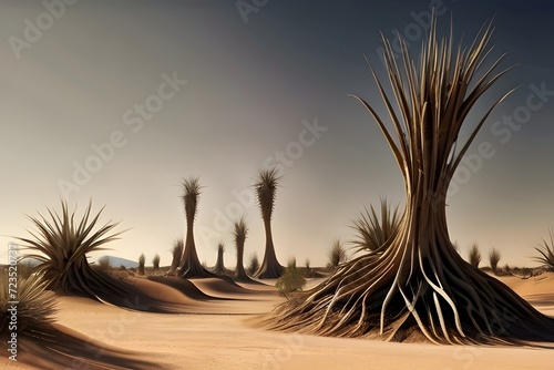 A_surreal_landscape_of_twisted_spiky_plants_in_the_midst_of_desert,sunse_in_the_dunes_with_desert_plants_enhancing_the_beauty_of_desert