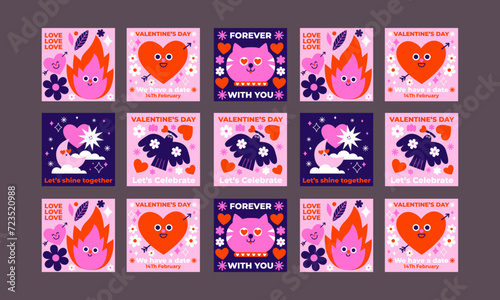 happy valentine day social media template vector flat design
