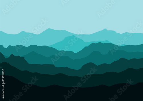 Beautiful landscape mountains for the background. Vector illustration in flat style.