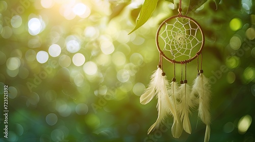Amulet dream catcher protection from bad dreams and evil spirits. Helps you find peace, attract joy and inspiration photo