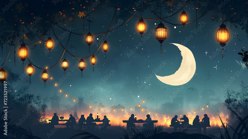 background Illustration for ramadan kareem and Eid Mubarok concept