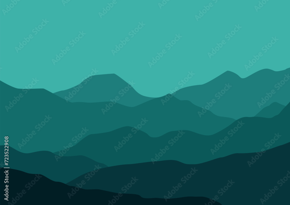 Beautiful landscape mountains for the background. Vector illustration in flat style. Beautiful landscape mountains for the background. Vector illustration in flat style.