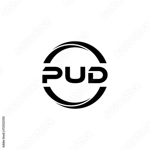PUD letter logo design with white background in illustrator  cube logo  vector logo  modern alphabet font overlap style. calligraphy designs for logo  Poster  Invitation  etc.