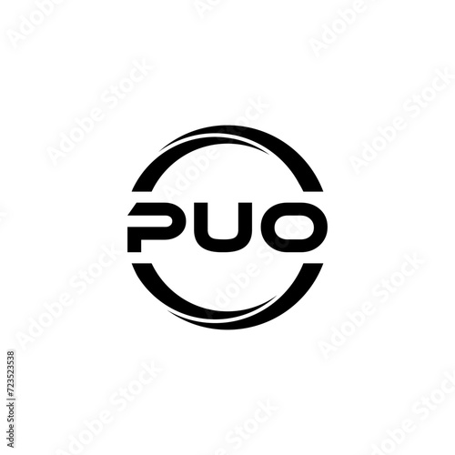 PUO letter logo design with white background in illustrator, cube logo, vector logo, modern alphabet font overlap style. calligraphy designs for logo, Poster, Invitation, etc.