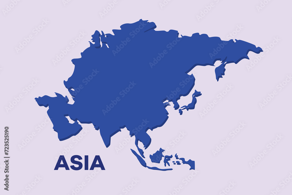 Asia continent map. World map concept. Colored flat vector illustration isolated.