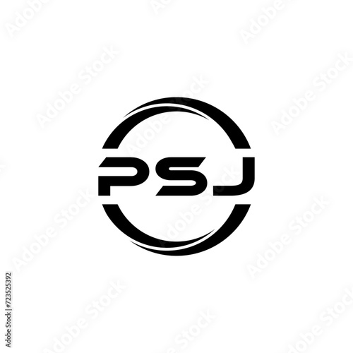 PSJ letter logo design with white background in illustrator, cube logo, vector logo, modern alphabet font overlap style. calligraphy designs for logo, Poster, Invitation, etc.