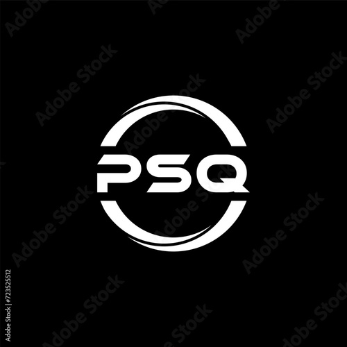 PSQ letter logo design with black background in illustrator, cube logo, vector logo, modern alphabet font overlap style. calligraphy designs for logo, Poster, Invitation, etc.