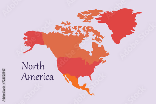 Map of North America. World map concept. Colored flat vector illustration isolated.