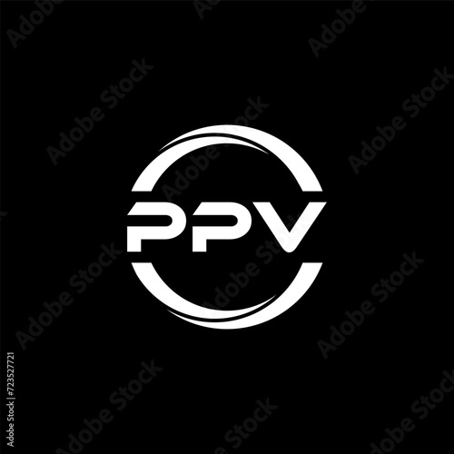 PPV letter logo design with black background in illustrator, cube logo, vector logo, modern alphabet font overlap style. calligraphy designs for logo, Poster, Invitation, etc.