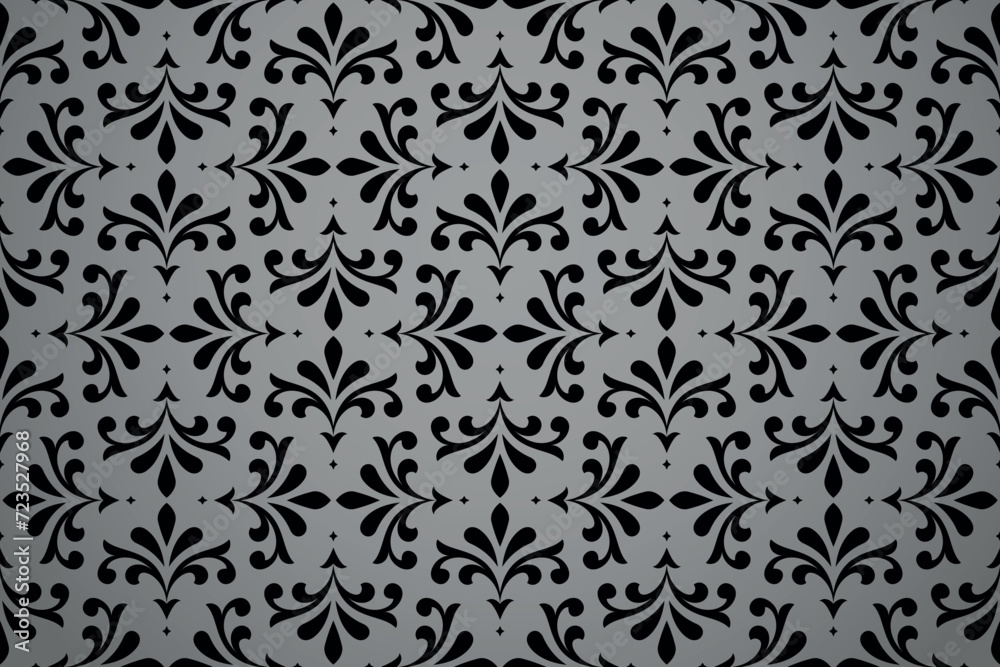 Flower geometric pattern. Seamless vector background. Gray and black ornament Flower geometric pattern. Seamless vector background. Gray and black ornament