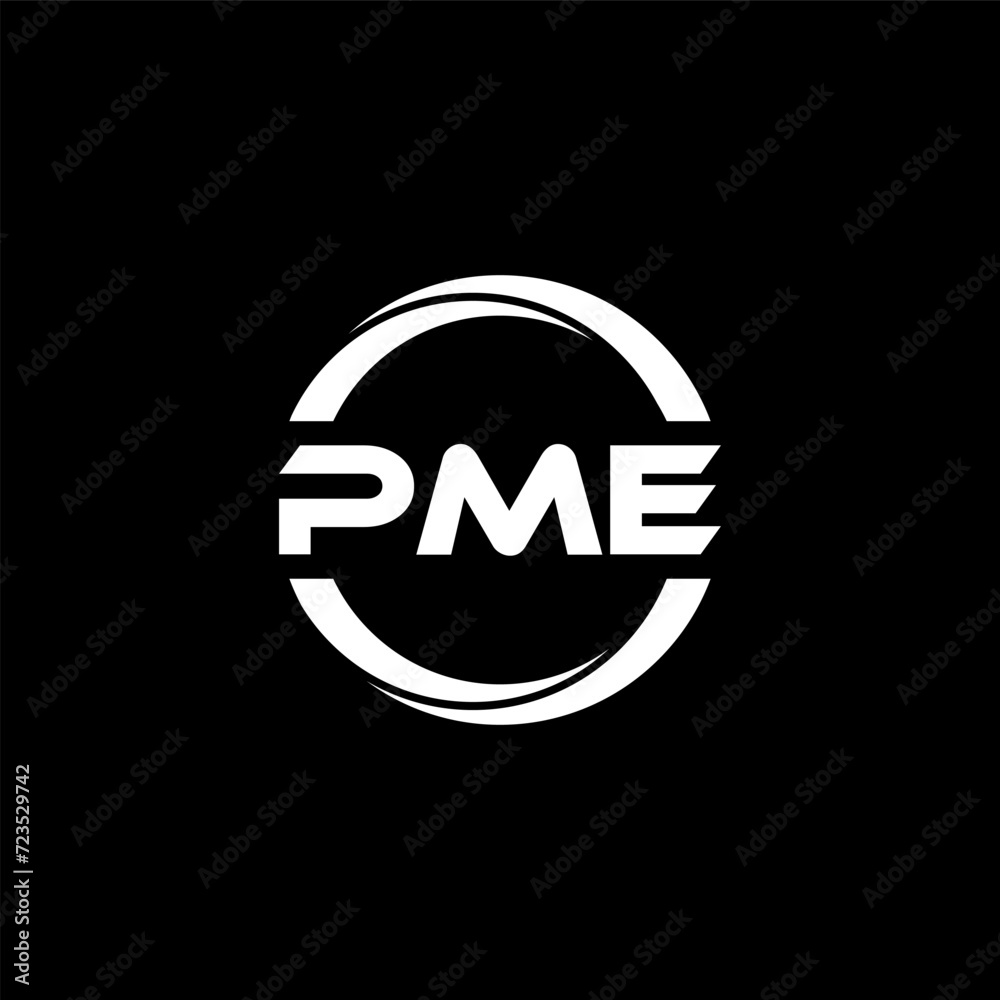 PME letter logo design with black background in illustrator, cube logo ...