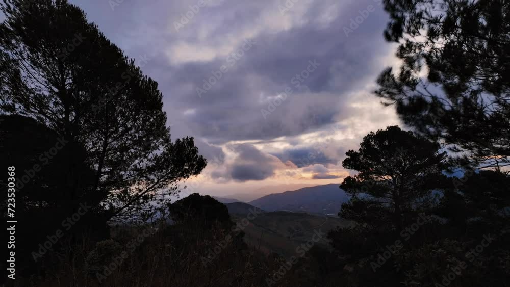 Heavy and dramatic storm clouds passing through forest hillside Time Lapse Heavy and dramatic storm clouds passing through forest hillside Time Lapse